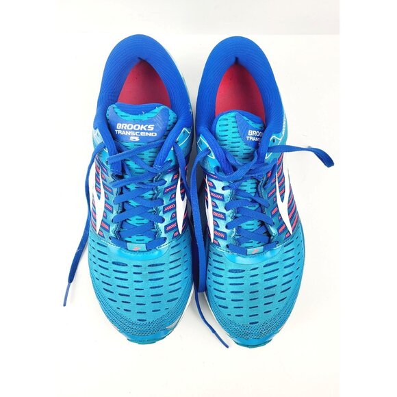 BROOKS TRANSCEND 5‎ WOMEN BLUE PINK WHITE - Size 10 - Picture 2 of 8